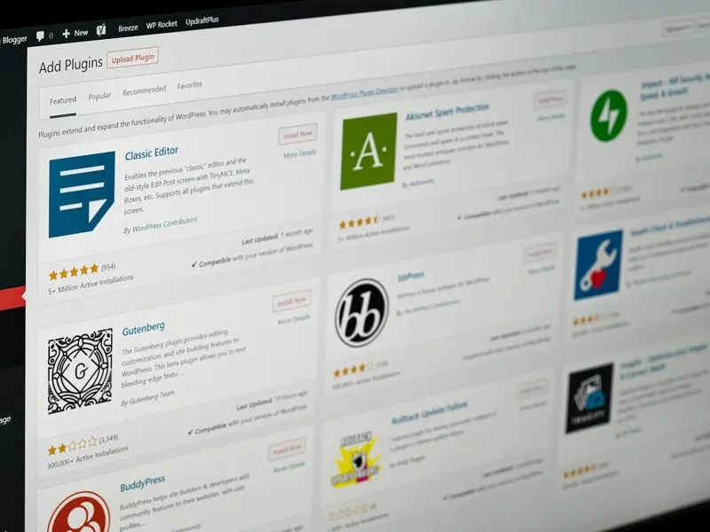 L'écran d'installation des extensions dans l'administration de WordPress