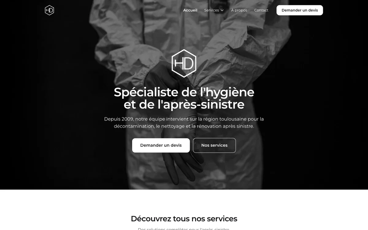 Page d'accueil du site Agence HD