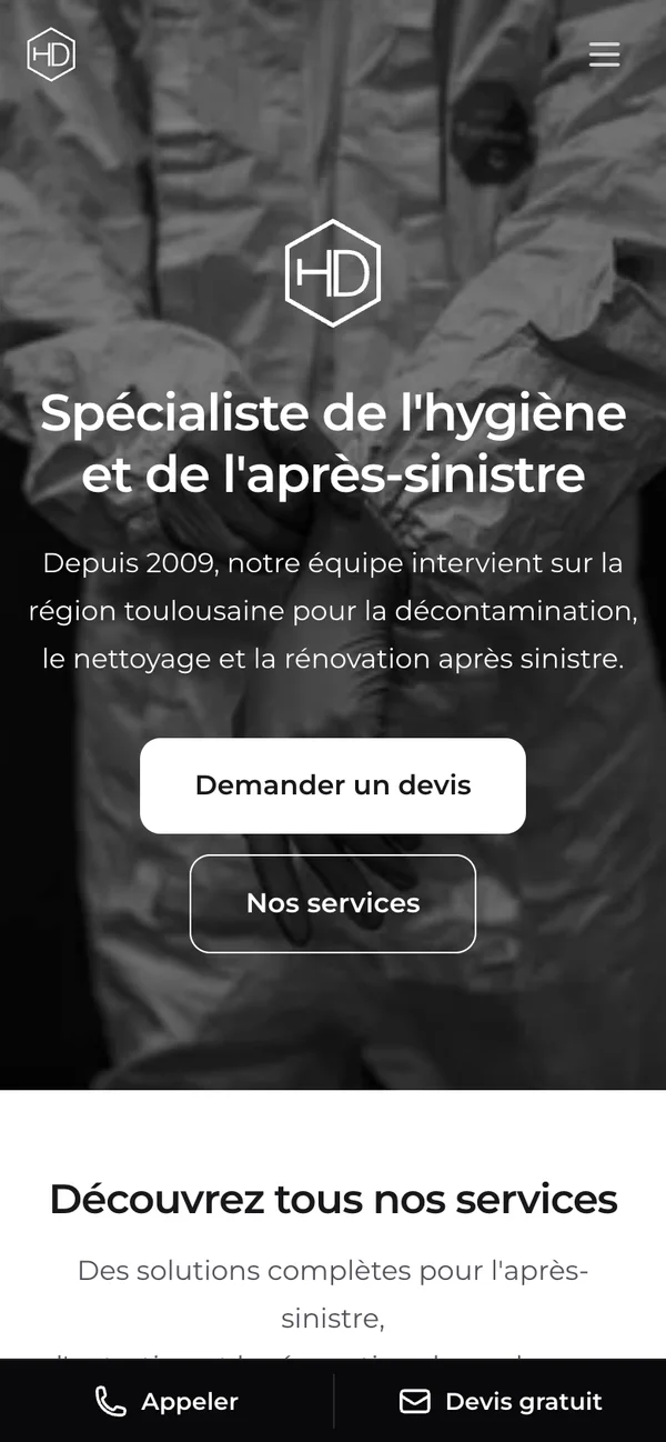 Version mobile du site Agence HD