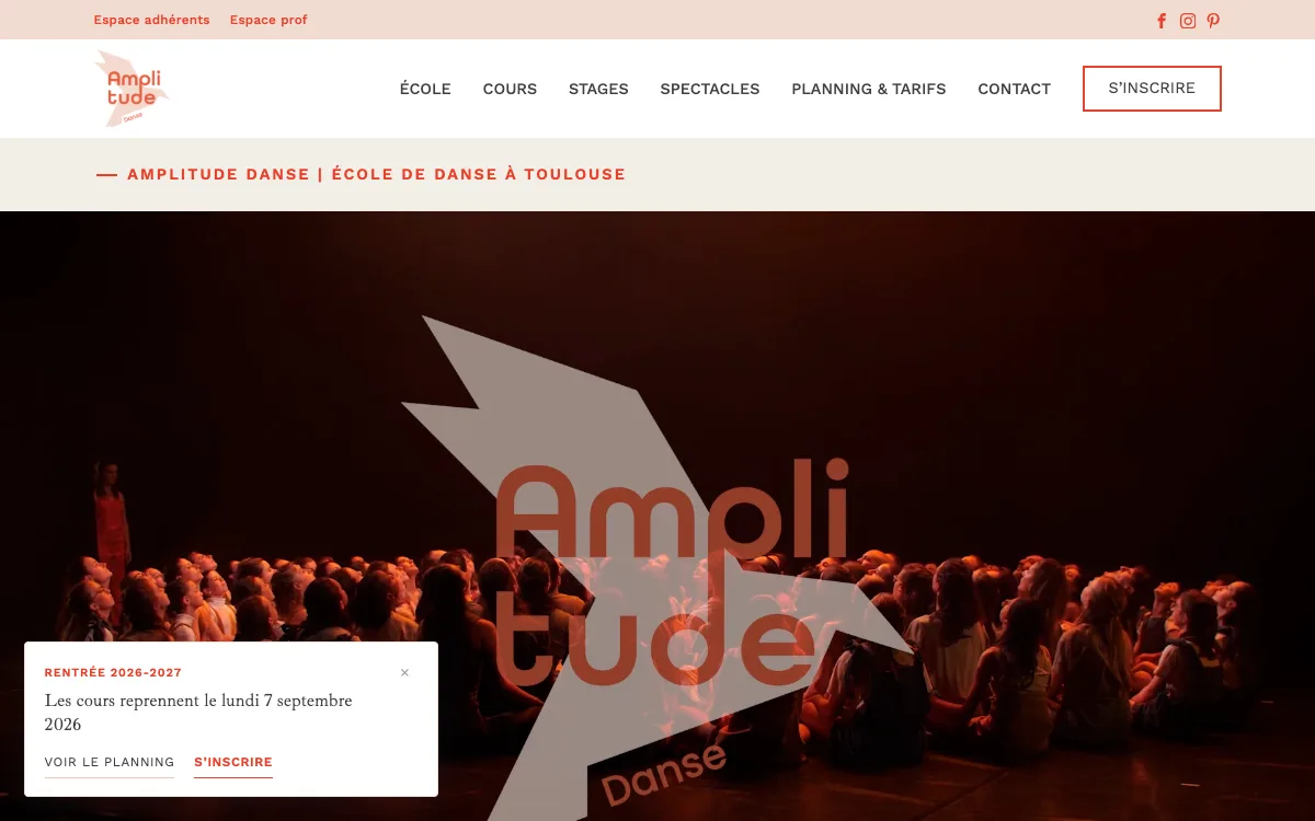 Page d'accueil du site Amplitude Danse