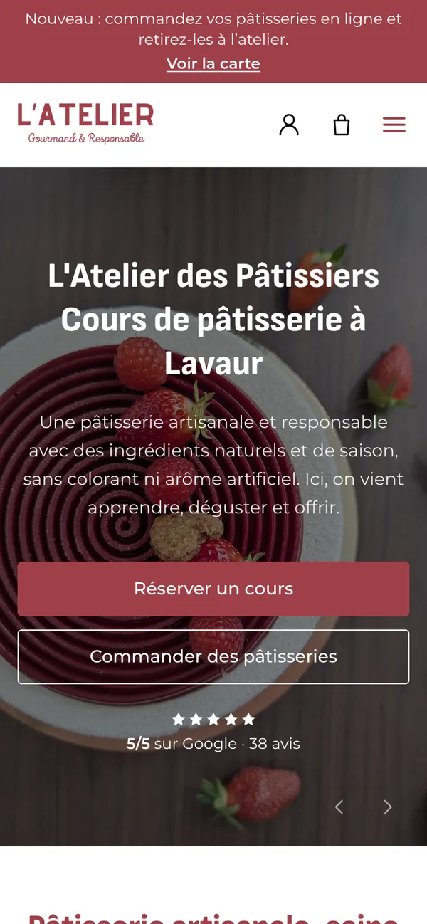 Version mobile du site L'Atelier des Pâtissiers