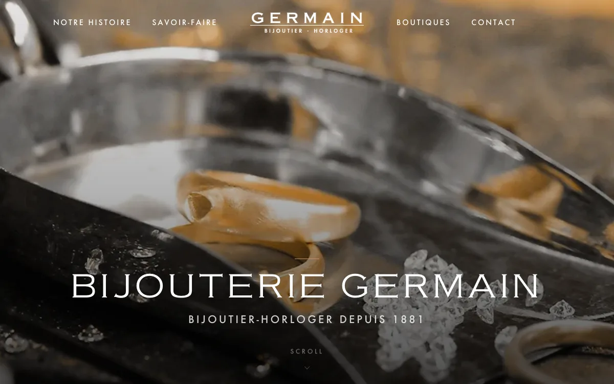 Page d'accueil du site Bijouterie Germain