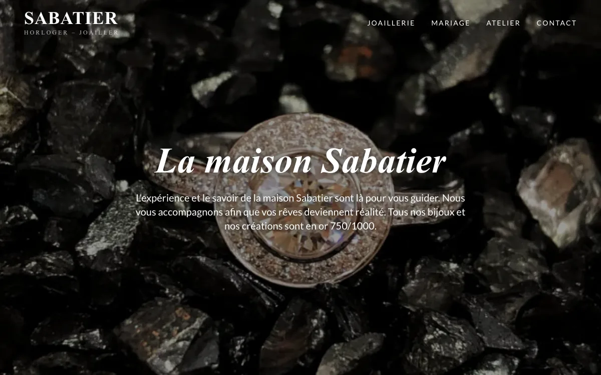 Page d'accueil du site Bijouterie Sabatier