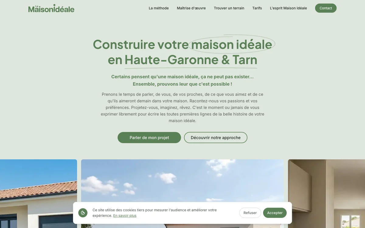 Page d'accueil du site La Maison Idéale