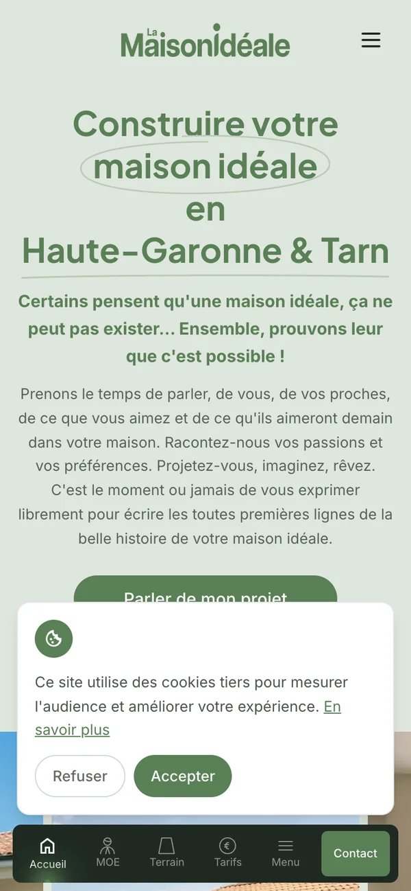 Version mobile du site La Maison Idéale