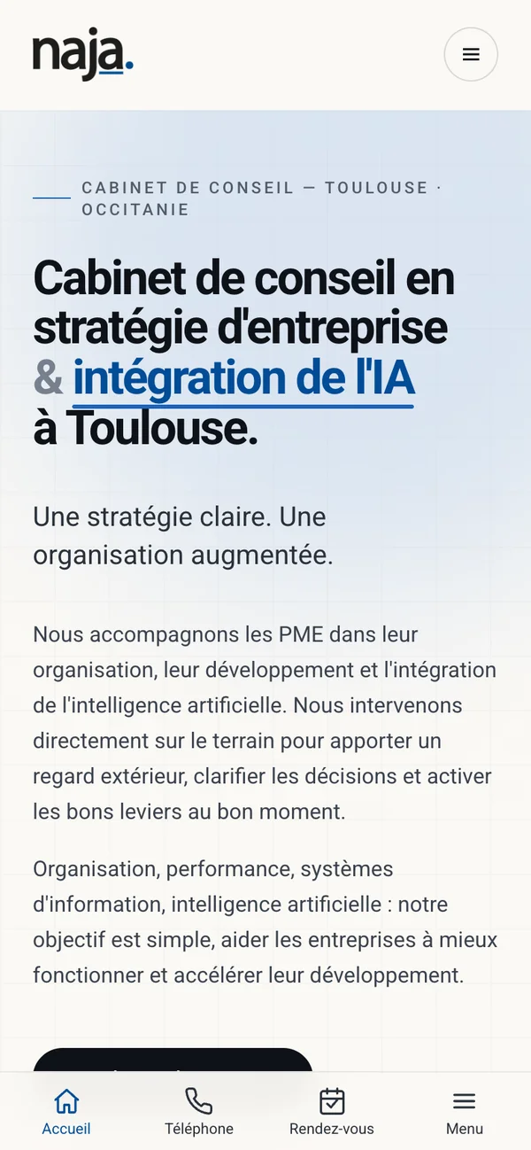 Version mobile du site NAJA