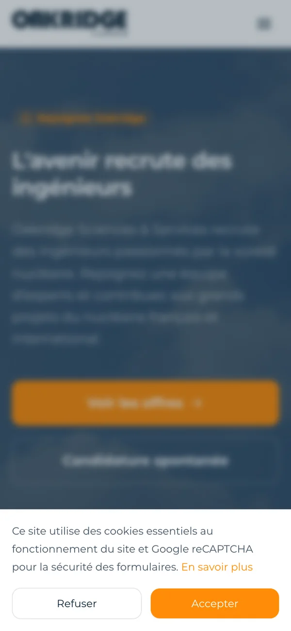 Version mobile du site Oakridge Carrières