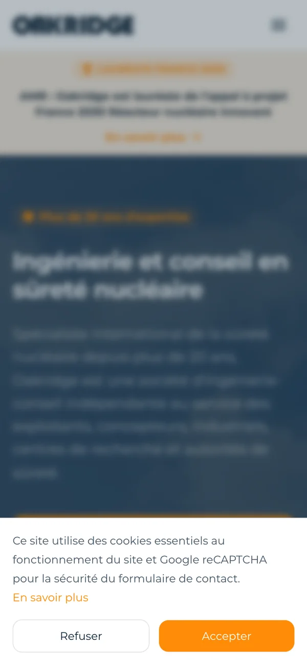 Version mobile du site Oakridge