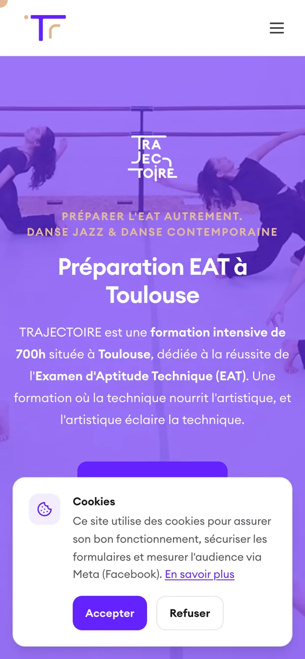Version mobile du site Trajectoire