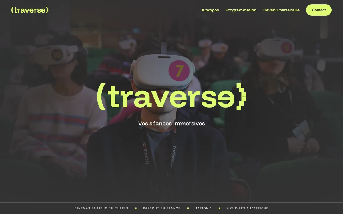 Page d'accueil du site TRAVERSE