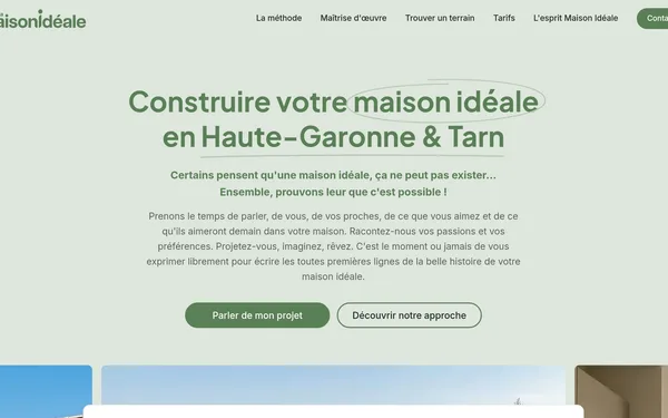 Site internet de La Maison Idéale, constructeur CCMI, créé sur-mesure par Holyweb