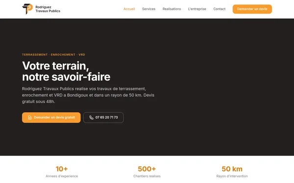 Site internet de Rodriguez Travaux Publics créé par Holyweb